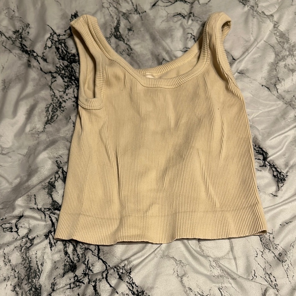 Women's Cream Ribbed Tank Top